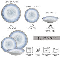 Set farfurii 18 piese, 6 persoane, set cu farfurie adancă- Ensemble Laguna di Lusso - Set Veselă Italiană Porțelan - 1