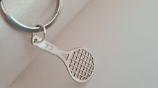 Breloc personalizat - Racheta de tenis - Argint 925 - Inel otel inoxidabil