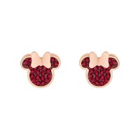 Cercei Disney Minnie Mouse - Otel Medical Inoxidabil Rose si Cristale Rosii - 1