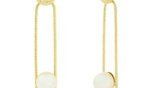 Cercei - Hanging Pearl - Placati cu Aur 18K