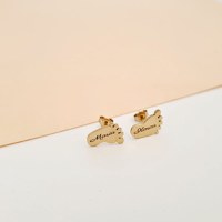 Cercei personalizati - Talpi bebe - Argint 925 placat cu Aur Galben 18K - Inchidere surub - 1