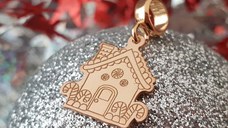 Charm personalizat Craciun - Casa de turta dulce - Argint 925 placat cu Aur roz 18K