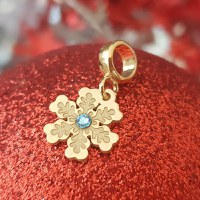 Charm personalizat Craciun - Fulg de zapada - Argint 925 placat cu Aur galben 18K - cristal Swarovski - 1