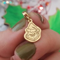 Charm personalizat Craciun - Grinch - Argint 925 placat cu Aur galben 18K - 1