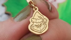 Charm personalizat Craciun - Grinch - Argint 925 placat cu Aur galben 18K