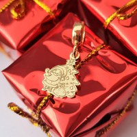 Charm personalizat Craciun - Mos si brad - Argint 925 placat cu Aur galben 18K - 1