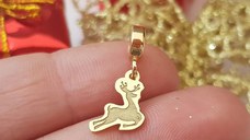 Charm personalizat Craciun - Renul Rudolf - Argint 925 placat cu Aur galben 18K