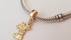 Charm personalizat Craciun - Soseta - Argint 925 placat cu Aur galben 18K