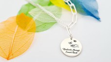 Colier personalizat - Kindness - Pandantive banut de 18 mm - Combinație lant cu zale dreptunghiulare cu lant subtire - Argint 925