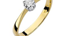 Inel colectia Luxury Aur Galben/Alb 14K cu Diamant 0.10ct