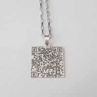 Lant barbatesc cu pandantiv patrat - personalizat cu QR code - Argint 925 - 1