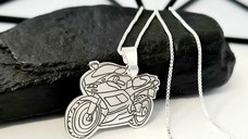 Lantisor cu pandantiv Motocicleta Kawasaki - Argint 925