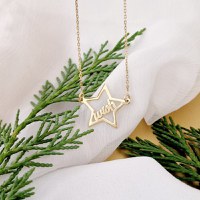 Lantisor festiv - Wish upon a star - Argint 925 placat cu Aur Galben 18K - 1