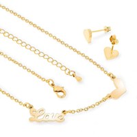 Set colier si cercei - True Love - placat cu aur 18K - 1