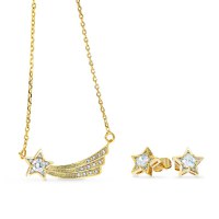 Set colier si cercei - Wish Upon a Star - placat cu aur 18K - 1