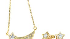 Set colier si cercei - Wish Upon a Star - placat cu aur 18K