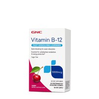 Vitamina B-12 5000mcg cu dizolvare rapida si aroma de cirese, 60 drajeuri, GNC - 1