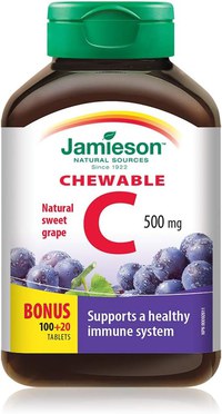 Vitamina C 500mg cu aroma de struguri, 120 tablete, Jamieson - 1