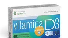 Vitamina D3 4000 UI, 40 comprimate, Laboratoarele Remedia