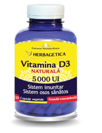 Vitamina D3 Naturala 5000 UI, 120 capsule vegetale, Herbagetica - 1