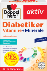 Vitamine si minerale Diabetiker Aktiv, 30 + 10 comprimate, Doppelherz - 1