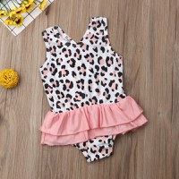 Costum de baie leopard roz cu volan Drool - 1