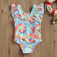 Costum de baie multicolor cu volanne verticale Drool - 2