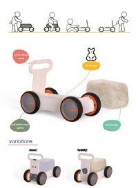 Masinuta ride-on, premergator si carucior de jucarii MamaToyz DriveMe Soft, Ursulet - Jucarie din lemn 3 in 1 - 3