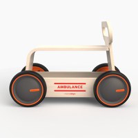 Masinuta ride-on, premergator si carucior de jucarii MamaToyz DriveMe Wood, Ambulanta - Jucarie din lemn 3 in 1 - 2