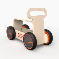 Masinuta ride-on, premergator si carucior de jucarii MamaToyz DriveMe Wood, Ambulanta - Jucarie din lemn 3 in 1 - 3