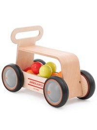 Masinuta ride-on, premergator si carucior de jucarii MamaToyz DriveMe Wood, Ambulanta - Jucarie din lemn 3 in 1 - 8