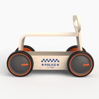 Masinuta ride-on, premergator si carucior de jucarii MamaToyz DriveMe Wood, Politie - Jucarie din lemn 3 in 1 - 4