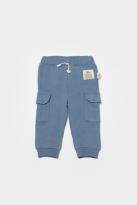 Pantaloni cu buzunare laterale, Two thread, 100%bumbac organic - Indigo, BabyCosy - 2