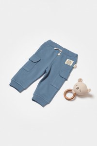 Pantaloni cu buzunare laterale, Two thread, 100%bumbac organic - Indigo, BabyCosy - 1