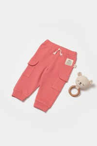 Pantaloni cu buzunare laterale, Two thread, 100%bumbac organic - Rose, BabyCosy - 1