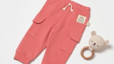 Pantaloni cu buzunare laterale, Two thread, 100%bumbac organic - Rose, BabyCosy