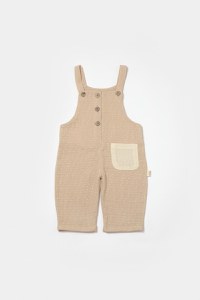 Salopeta cu bretele si buzunar, 100% bumbac - Apricot, BabyCosy - 2