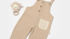 Salopeta cu bretele si buzunar, 100% bumbac - Apricot, BabyCosy