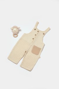 Salopeta cu bretele si buzunar, 100% bumbac - Stone, BabyCosy - 1