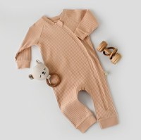 Salopeta cu fermoar cu maneca lunga si pantaloni lungi din 95%bumbac organic si 5% elastan - Blush BabyCosy - 1