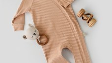 Salopeta cu fermoar cu maneca lunga si pantaloni lungi din 95%bumbac organic si 5% elastan - Blush BabyCosy