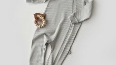 Salopeta cu fermoar cu maneca lunga si pantaloni lungi din 95%bumbac organic si 5% elastan - Gri, BabyCosy