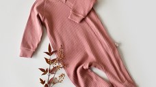 Salopeta cu fermoar cu maneca lunga si pantaloni lungi din 95%bumbac organic si 5% elastan - Rose, BabyCosy