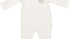 Salopeta cu fermoar Girafa, BabyCosy, 100% bumbac organic, Ecru