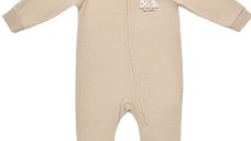 Salopeta cu fermoar Girafa, BabyCosy, 100% bumbac organic, Mink