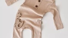 Salopeta cu maneca lunga si pantaloni lungi din bumbac organic si modal - Blush BabyCosy