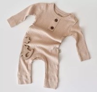 Salopeta cu maneca lunga si pantaloni lungi din bumbac organic si modal - Blush BabyCosy - 1