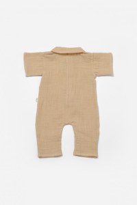 Salopeta cu maneca scurta si nasturei Sheep, 100% bumbac - Apricot, BabyCosy - 3