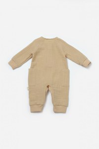 Salopeta cu nasturei, Winter muselin, 100% bumbac - Apricot, BabyCosy - 3