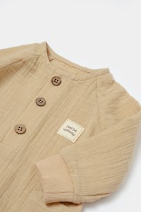 Salopeta cu nasturei, Winter muselin, 100% bumbac - Apricot, BabyCosy - 4